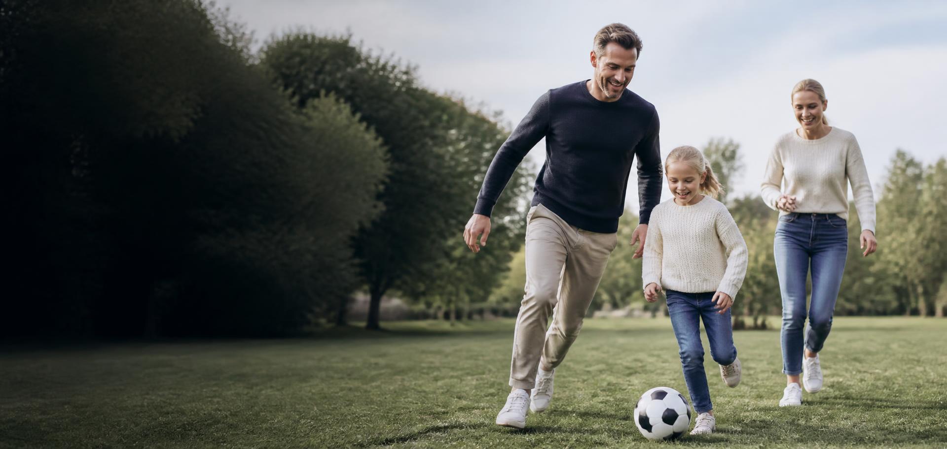 An active Scandinavian family enjoying sport together