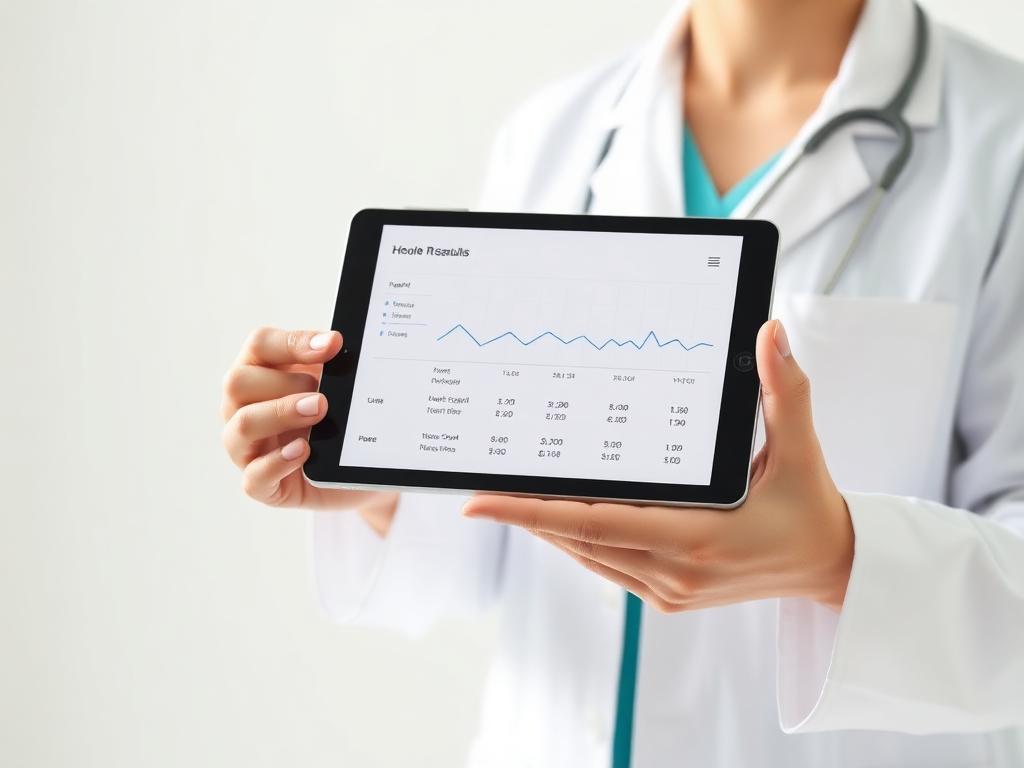 Physician reviewing hormone results on a tablet